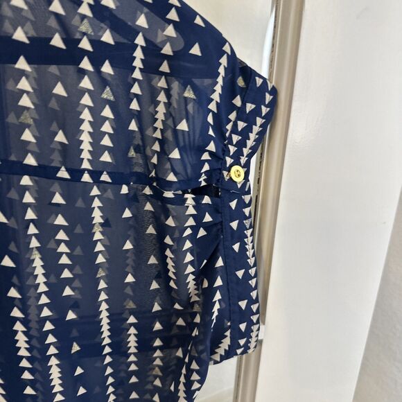 a.n.a Women's Blue Blouse Womens M Gold Accent Button Down - Picture 8 of 11